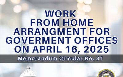 Work-from-home arrangement hiton Abril 16, Miyerkules 8am to 12 noon