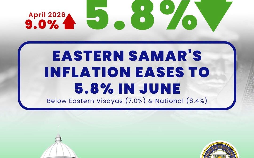 Eastern Samar inflation eases to 5.8% in June, below Eastern Visayas’ 70% and National 6.4%